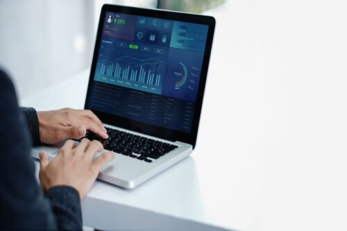 ações ordinárias e preferenciais: uma pessoa acompanhando as oscilações do mercado financeiro pelo notebook.