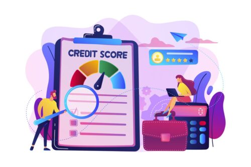 serasa score: vetor mostrando a pontuação de crédito, com uma calculadora ao lado.