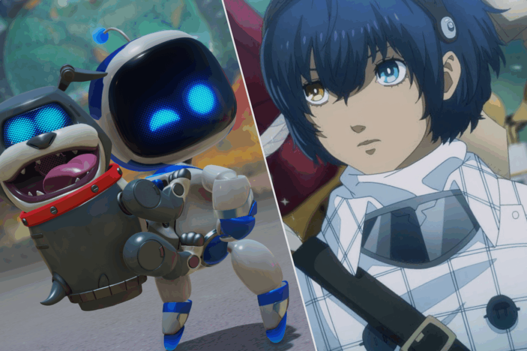 Montagem com imagens dos games AstroBot e Metaphor Refantazio