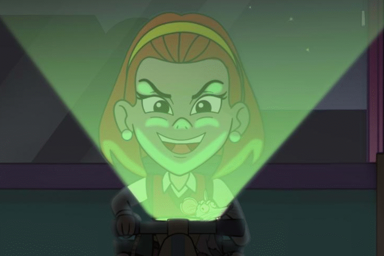 Imagem de personagem infantil com cabelo laranja, usando uniforme escolar, em canal estatal na Argentina, envolvendo polêmica no governo Milei e desenho libertário