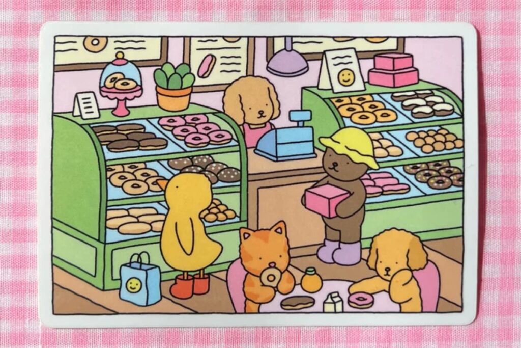 O ChatGPT disse:
Ilustração fofa da Bobbie Goods com animais em padaria colorida, com donuts, embalagens e clima acolhedor.