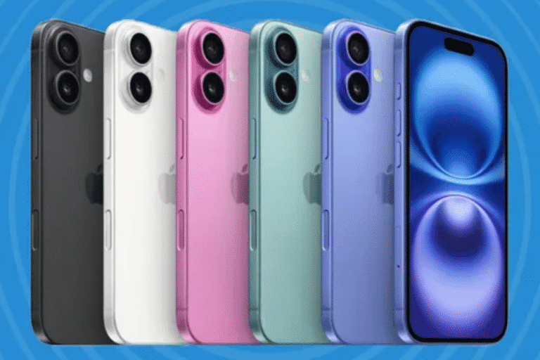 Imagem de 6 Iphones coloridos enfileirados