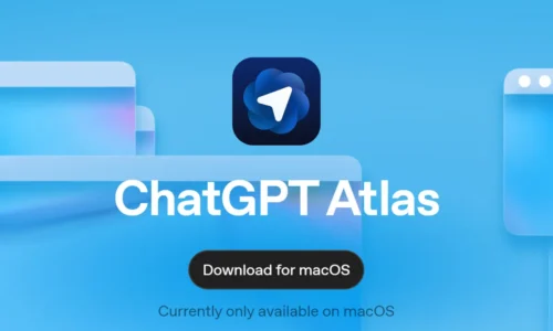 Interface do ChatGPT Atlas com destaque para o botão “Pergunte ao ChatGPT”, nova ferramenta da OpenAI para navegação inteligente.