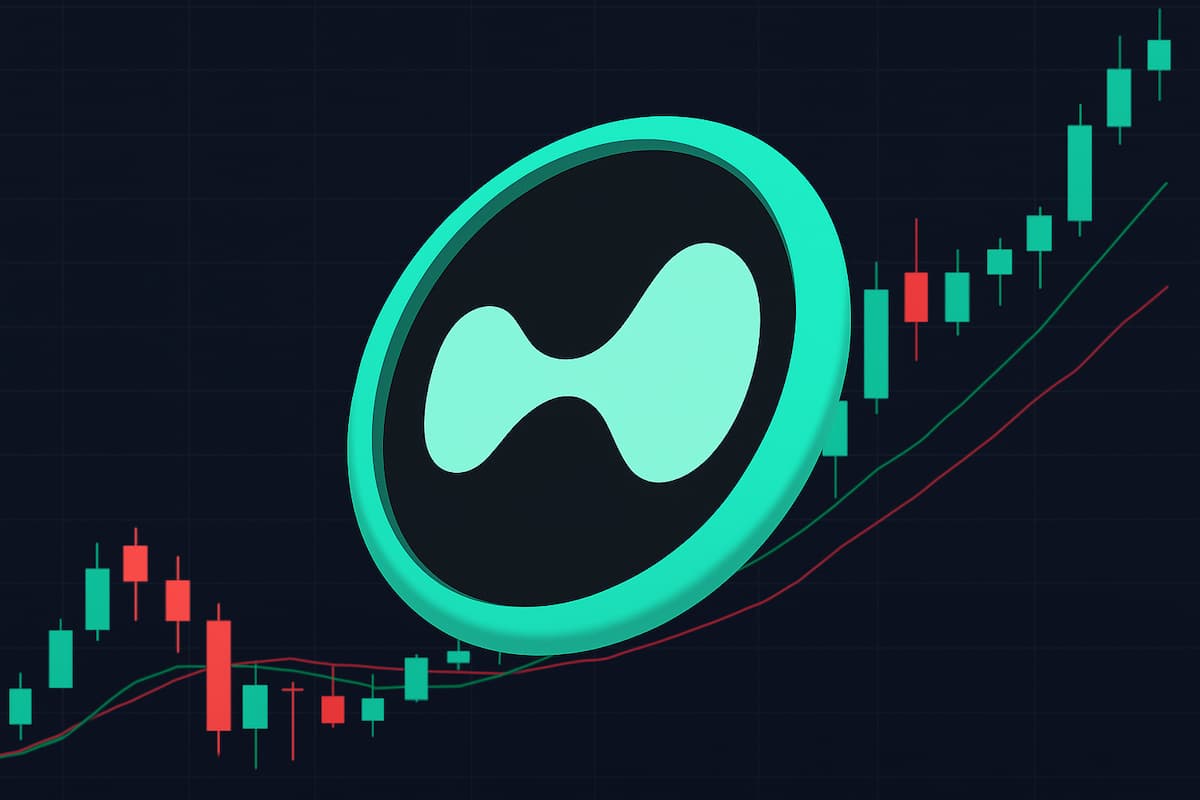 Logo da Hyperliquid com símbolo verde em destaque sobre gráfico de velas representando investimentos em alta.