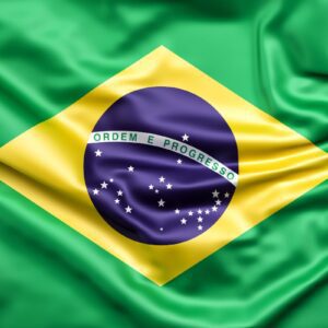 Bandeira do Brasil, símbolo nacional com cores verde, amarelo, azul e branco, destacando a tradição e cultura brasileira