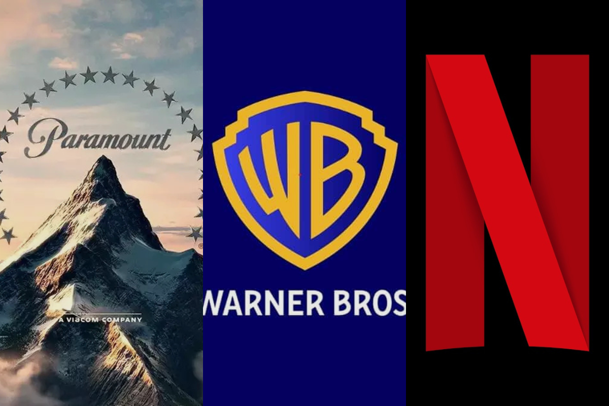 Montagem com as Logos da Paramount, da Netflix e da Warner Bros.