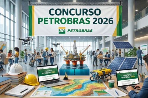 Uma imagem promocional ilustrativa para o Concurso Petrobras 2026.