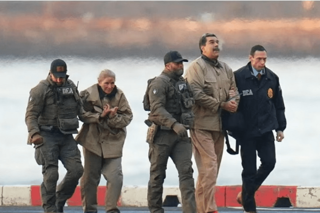 Foto de Nicolás Maduro preso nos EUA.