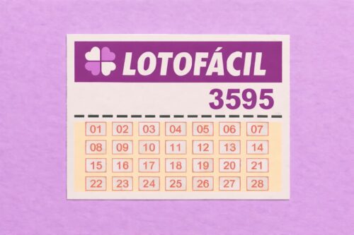 Cartela da Lotofácil concurso 3595, com numeração de 01 a 28 disposta em grade e destaque para o cabeçalho roxo.