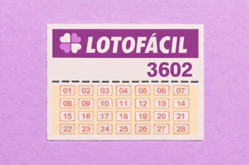 Imagem ilustrativa da Lotofácil com cartela numerada de 01 a 28 e identificação do concurso 3602, sobre fundo lilás.