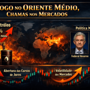 Imagem com elementos que ilustram o atual cenário geopolítico.