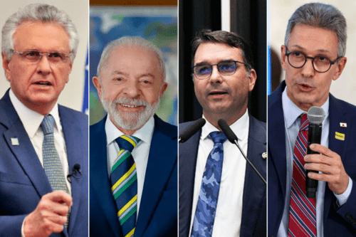 Da esq. para dir. Ronaldo Caiado, Luia, Flávio Bolsonaro, Romeu Zema.