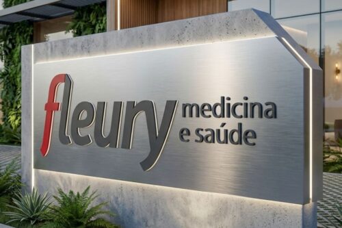Imagem digital da fachada de uma unidade do Grupo Fleury.