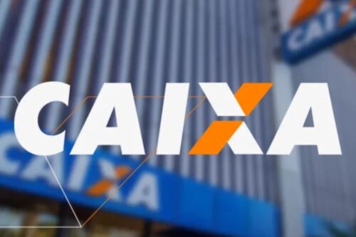 Logotipo da Caixa Econômica Federal em destaque, com as letras em branco e o "X" estilizado em laranja.
