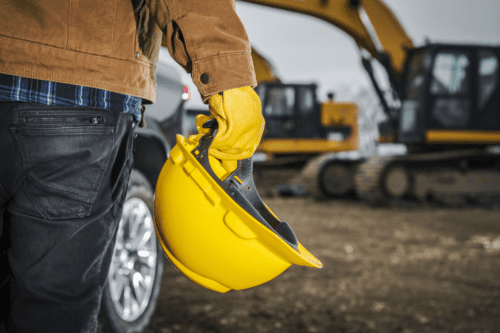 Zona de construção de segurança de capacetes