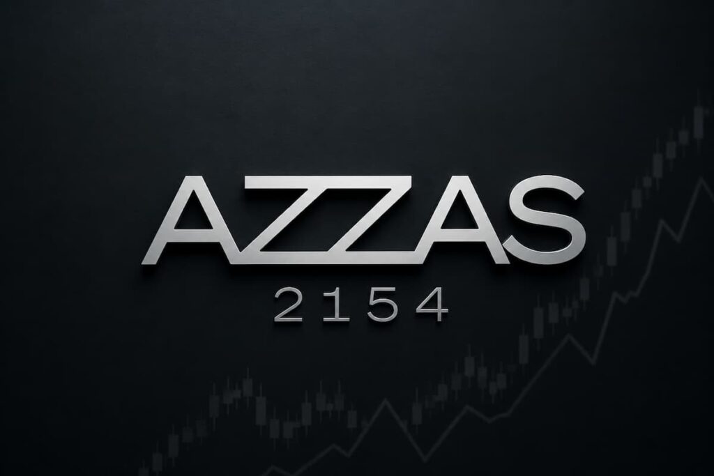 Logo da Azzas 2154 em destaque sobre fundo escuro, ilustrando notícia sobre ações AZZA3 e avaliação da Farm Rio.