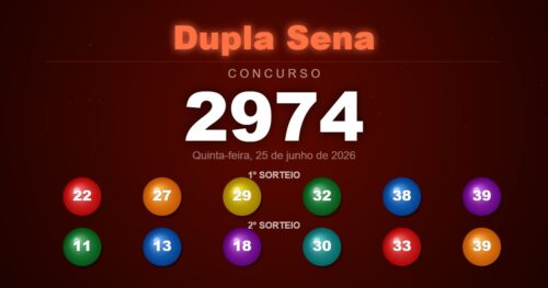 Resultado Dupla Sena 2974 — dezenas dos dois sorteios