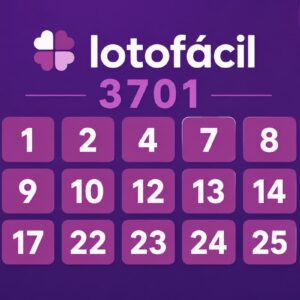 Resultado da Lotofácil 3701 com os números sorteados.
