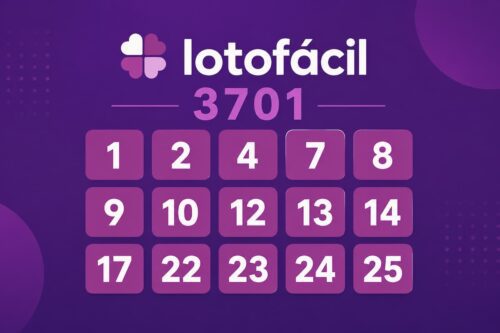 Resultado da Lotofácil 3701 com os números sorteados.