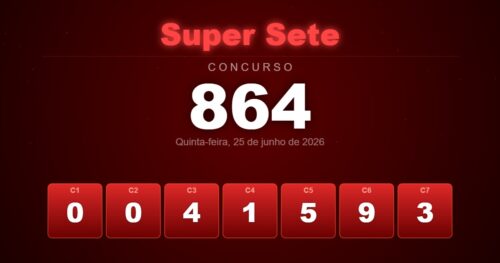 Resultado Super Sete 864 — dezenas por coluna sorteadas