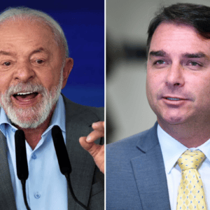 Candidatos a presidência Lula e Flávio Bolsonaro.