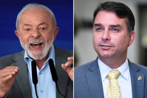 Candidatos a presidência Lula e Flávio Bolsonaro.