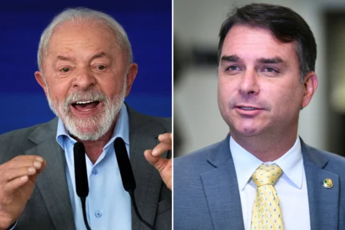 Candidatos a presidência Lula e Flávio Bolsonaro.