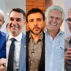 Candidatos à Presidência em 2026 reunidos em montagem sobre propostas para a economia brasileira.