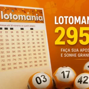 Lotomania 2952 com cartela de aposta e bolas numeradas sobre fundo laranja, ilustrando concurso de loteria.