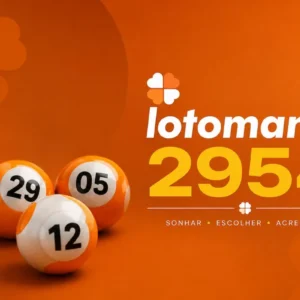 Ilustração minimalista da Lotomania 2954 com bolas de loteria sobre fundo laranja escuro, representando sorteios.
