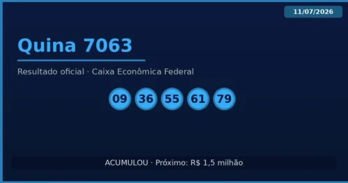 Resultado Quina 7063 - 11/07/2026