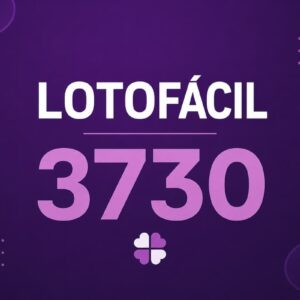 Imagem minimalista em tons de roxo com o número do concurso Lotofácil 3730 em destaque sobre fundo escuro.